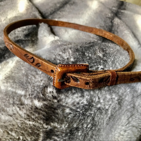 Genuine Leather Floral Stamped Belt - Picture 1 of 5